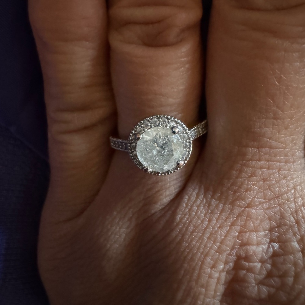 Genuine certified 1.3ct E color earth mind diamond silver ring size 7